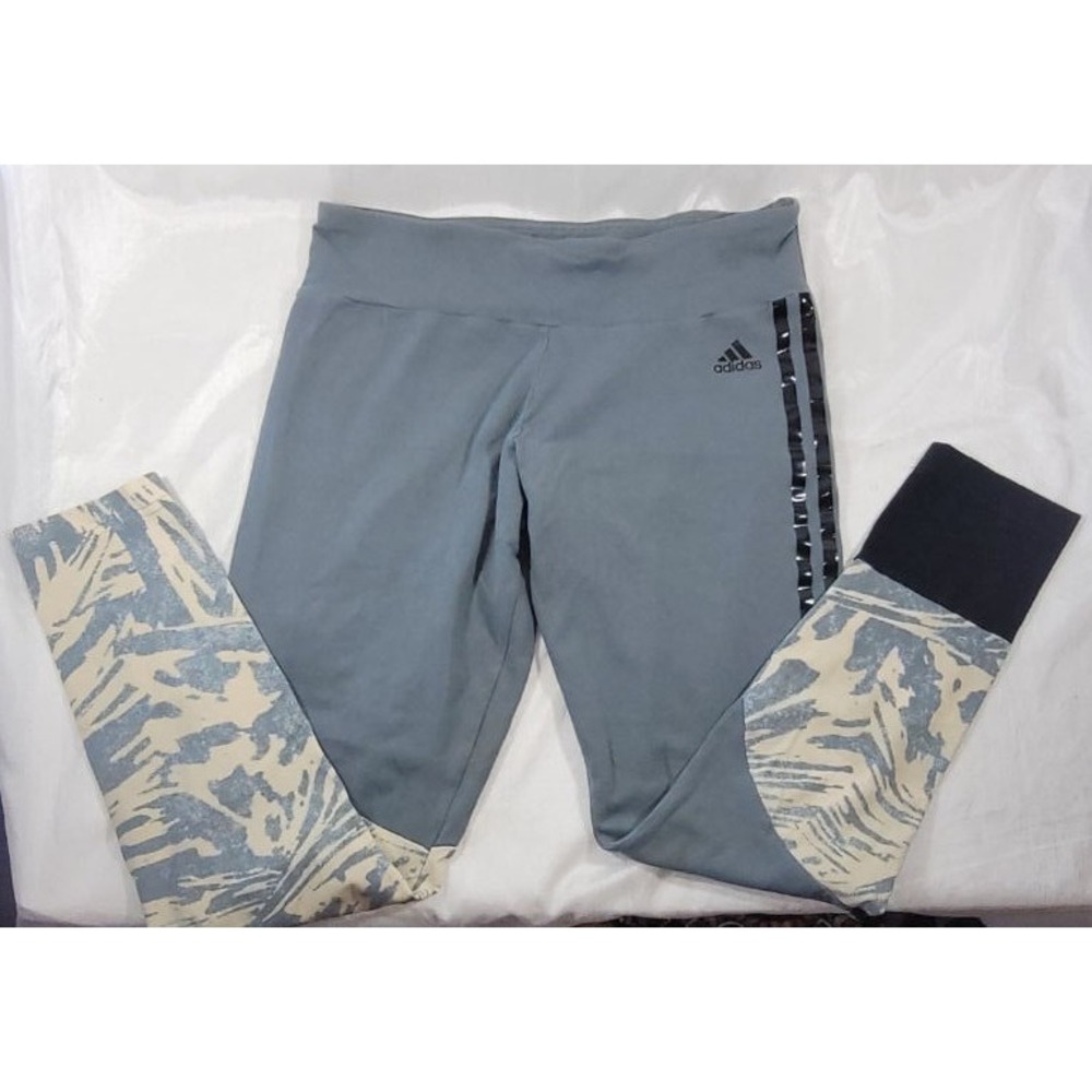 Adidas Zoe Saldana GQ0919 Cotton Jersey Leggings - Sage Gray - Medium